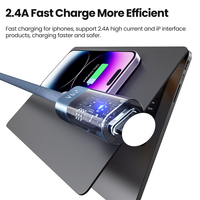 Câble intelligent Toocki A-L transparent, arrêt automatique, charge rapide avec puce de sécurité intelligente et longueur réglable pour iPhone