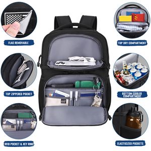Evercredit Black Polyester Thermal Insulated <b>Cooler</b> <b>Backpack</b> 24L 72 Hours Ice Retention Waterproof Leakproof Customizable Size - Product Image 4