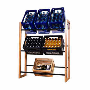 Support <span class=keywords><strong>de</strong></span> rangement pour caisses <span class=keywords><strong>de</strong></span> boissons élégant et peu encombrant, étagère à 3 niveaux en bambou pour 6 caisses - Product Image 2