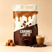Pochette Doypack personnalisée avec bec verseur et robinet distributeur pour concentré de café froid et recharge de café