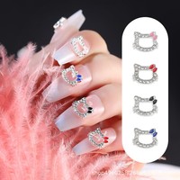 Charmes pour ongles en forme de chaton 3D Kawaii en diamant, strass pour chat, Hello Kitty, bling bling, manucure DIY, 100 pièces, accessoires en alliage métallique