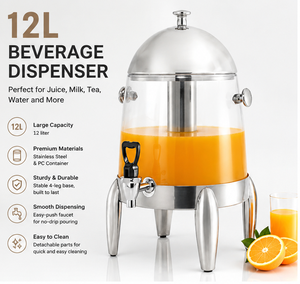 12L Stainless Steel Beverage Dispenser Hot and Cold Juice Dispenser Commercial Juice Urn Coffee Tea Milk Beverage <b>Server</b> <b>Buffet</b> - Product Image 4