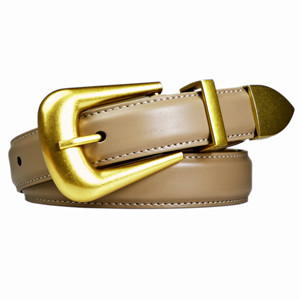 Ceinture fine durable en cuir de vache véritable, style vintage décontracté, avec boucle en cuivre rectangulaire, pour femmes et hommes - Product Image 2