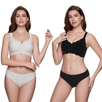 Bra Push-Up Nirkabel Tipis Seri Polka Dot Tali Dapat Diubah Tanpa Jahitan Nyaman untuk Ukuran Eropa Amerika Terlaris