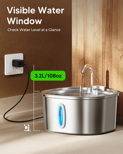Fontaine à eau automatique pour chat en acier inoxydable ultra-silencieuse de 2,2 L, distributeur d'eau automatique pour animaux de compagnie - Product Image 4