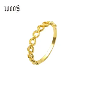 फैशन विशेष 18K सोना मढ़वाया 925 स्टर्लिंग चांदी की अंगूठी