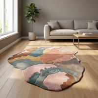 Contemporary abstract wool rug hand carved irregular shape soft carpet for living room bedroom decor floor mat interior piece