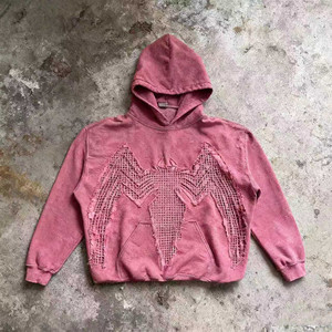 <span class=keywords><strong>Felpa</strong></span> con Cappuccio Vintage Effetto Acid Wash e Maglione con Motivo a <span class=keywords><strong>Ragno</strong></span> di Alta Qualità per <span class=keywords><strong>Uomo</strong></span>, con Nuovo Design Retro in Maglia Tecnica - Product Image 3