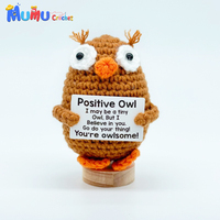 Hibou Amigurumi au Crochet Fait Main, Compagnon de Bureau d'Écoute et d'Encouragement, Décoration d'Étagère Inspirante, Cadeau d'Anniversaire