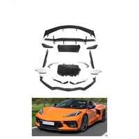 Pour Chevrolet Corvette Stingray C8 2020 2021 : Kit carrosserie complet en fibre de carbone véritable (splitter avant, lèvre de spoiler, diffuseur arrière)