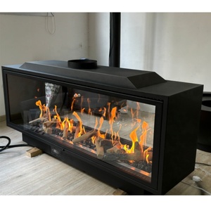Cheminée à gaz flottante MEISU.CH personnalisable, 2 faces NG/LG, 1524x380x720mm, inserts en verre pour foyer intérieur, 60 pouces - Product Image 1
