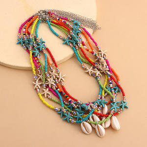 2025 alta calidad 5 nueva moda colorida semilla cuenta turquesa Seastar collar Boho hecho a mano verano playa Puka mar Shell gargantilla - Product Image 5
