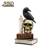 Figurine en résine hibou doré gothique Halloween style livre de sorts animalier, style sculpture sur bois, décoration intérieure sculptée, OEM ODM Vente en gros