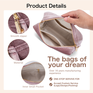 <span class=keywords><strong>Borsa</strong></span> da Viaggio per Trucco in Velluto KONCAI per Donne, Piccola Pochette Cosmetica Trapuntata, <span class=keywords><strong>Organizer</strong></span> per Toilette da <span class=keywords><strong>Borsa</strong></span>, <span class=keywords><strong>Borsa</strong></span> Compatta - Product Image 2