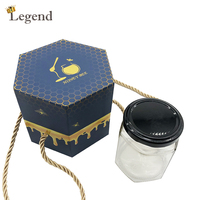 Boîte cadeau hexagonale personnalisée avec poignée, boîte d'emballage pour pot de miel, emballage de luxe pour miel, boîte cadeau avec logo imprimé personnalisé