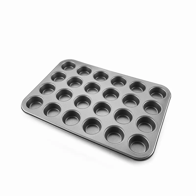De libre de BPA 100% no tóxico de aluminio molde fácil liberación 24 bien ronda silicona Muffin bandeja 12 Copa Magdalena hornear Pan