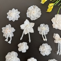 Patchs en cristal 3D fleur blanche papillon dentelle à coudre sur pendentifs à pampilles pour vêtements Hanfu accessoires de cheveux décoratifs