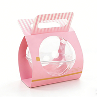 Boîtes d'emballage en plastique pour gâteaux jetables en PET, forme de boule, pour mousse, avec poignée portable en carton