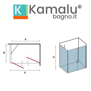 Kamalu KS2800AS 70x120 Puertas de ducha plegables negras Vidrio con marco de aluminio 200H Altura de apertura de salón para hoteles y villas - Product Image 4