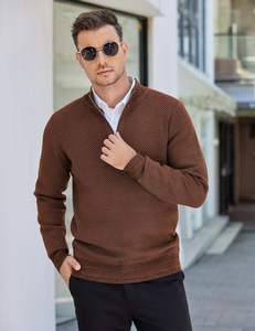 Pullover da <span class=keywords><strong>uomo</strong></span> in <span class=keywords><strong>cotone</strong></span> 100% con Zip Slim Fit <span class=keywords><strong>maglione</strong></span> Casual <span class=keywords><strong>leggero</strong></span> per l'inverno in tessuto a maglia a tinta unita - Product Image 6
