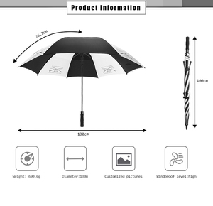 Venta al por mayor de lujo de 100cm de apertura automática de paraguas de golf plegable de marca personalizada artículo promocional carritos de golf de madera colgante deslizante - Product Image 5