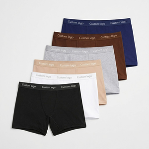 Slip Boxer Ergonomici Tinta Unita con Cintura Grafica per Momenti di Relax, Asciugatura Rapida, in Cotone Spandex - Vendita all'Ingrosso - Product Image 1