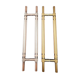 Poignée de porte moderne de luxe en alliage d'aluminium massif, finition bronze satiné <span class=keywords><strong>vert</strong></span>, pour maison et hôtel, avec motifs floraux et barres de porte en bois. - Product Image 1