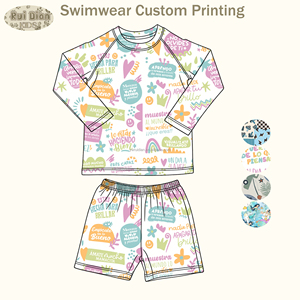 Ensemble de maillots de bain pour garçons à motifs imprimés personnalisés, deux pièces, 95% nylon, 5% élasthanne, shorts de plage pour garçons d'été pour les vacances - Product Image 4