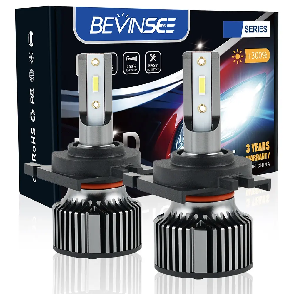 Bevinsee 2x H7 LED Car Headlamps Bulbs Low Beam + Adapters Light For Ford Mondeo MK4 Focus MK2 MK3 Low Beam