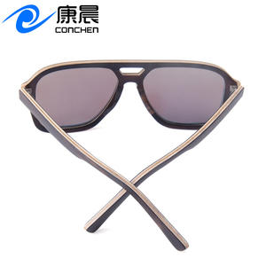 Gafas de Sol de Madera Conchen, Estilo Aviador, Montura Negra, Lentes TAC con Protección UV400, Unisex, para Viajes, Conducción y Moda - Product Image 5