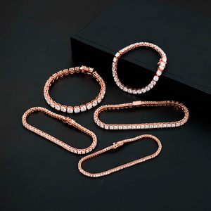 Nouveau design Bracelet tennis en argent 925 plaqué rhodium, serti de moissanite GRA VVS taille brillant 3mm 4mm 5mm, bijoux pour femme - Product Image 1