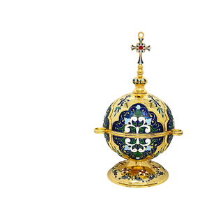 เตาเผากำยานโลหะผสมขัดเงาอย่างดี ชุบทองใหม่ แบบออร์โธดอกซ์ สองสี ของขวัญทางศาสนาสำหรับโบสถ์ - Product Image 1