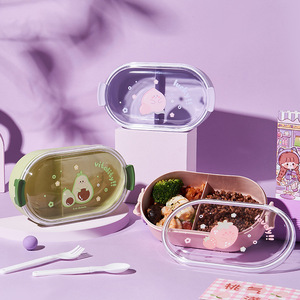 Boîte à lunch isotherme portable pour adultes, 2 compartiments, en plastique de qualité alimentaire, avec motif de <span class=keywords><strong>dessin</strong></span> <span class=keywords><strong>animé</strong></span>, capacité de 501 à 800 ml - Product Image 4