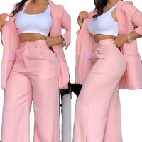 Costume de bureau élégant de haute qualité pour femme, ensemble rose 2 pièces, veste et pantalon pour femme, logo personnalisé, taille plus, ensembles pour femmes