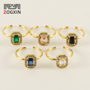 Zogxin Geometric Square <b>Adjustable</b> <b>Ring</b> With Pave Setting For Women Fashion Jewelry Gift - Product Image 1