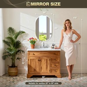 Brightify Frameless Oval <b>Mirror</b> Multiple Sizes Beveled Edge Bathroom Vanity <b>Mirror</b> Modern Farmhouse Style - Product Image 2