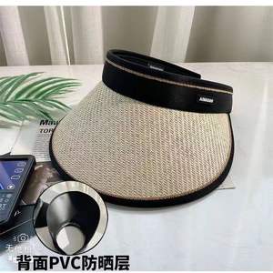 Sombrero de Paja con Visera de Papel Pintado, Beige, Negro, Caqui, Plegable, de Ala Ancha, para Verano y Playa, para Mujer - Product Image 2