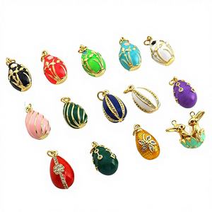 Pendentif œuf <span class=keywords><strong>Fabergé</strong></span> russe tendance HD507 en émail et zircon cubique pour accessoires de collier, bracelet, boucles <span class=keywords><strong>d</strong></span>'oreilles et sac à dos DIY – Vente en gros - Product Image 2