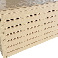 Caisse de transport pliable en plastique pour pépinière, motif grain de bois, ventilée et empilable