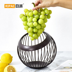 Ripai Iron Fruit <b>Basket</b> Round Metal <b>Storage</b> For Living Room Coffee Table Food Container - Product Image 3