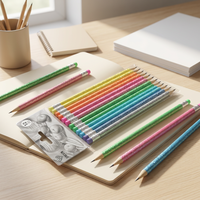 Crayons HB à paillettes, crayons en bois standard, couleurs assorties, crayons brillants pour le bureau et l'école