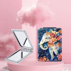 <span class=keywords><strong>Miroir</strong></span> compact bohème vintage à motif floral éléphant, <span class=keywords><strong>miroir</strong></span> de maquillage pliable double face HD en acier inoxydable pour voyage, vente en gros - Product Image 3