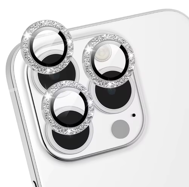 Tempered Glass Camera Lens Protector for Iphone11 12 13 14 15 Metal Ring Film Diamond Glitter Phone Camera Lens