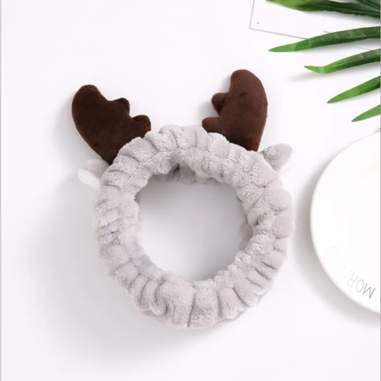 Korean fashion headdress cute plush antler hair band Christmas headband makeup headband wash hair band