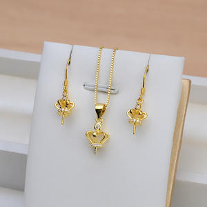 จี้มงกุฎเงินแท้ S925 พร้อมต่างหูแบบเกี่ยวหูประดับมุก ชุดอุปกรณ์ DIY ถาดเปล่ากึ่งสำเร็จรูป 1357 สำหรับแฟชั่นผู้หญิง - Product Image 1