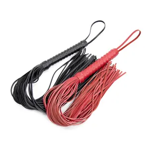Red Black Real Leather Long Size Horse Whip Sexy Bondage Mine Whips with loop Handle Bull Whips