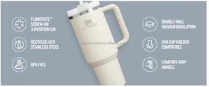 Taza Térmica de 40 oz con Asa y Pajita, Vasos Aislados, Taza Térmica para Café, Taza Aislada de Acero Inoxidable - Product Image 5