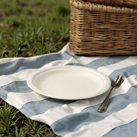 Vaisselle compostable ronde de plat durable de bagasse de canne à sucre de pulpe jetable
