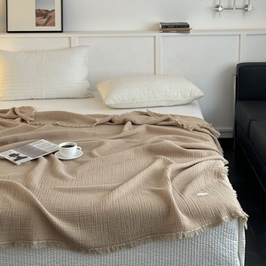 Sang Trọng Chất Lượng Thoáng Khí Tự Nhiên Bông Gạc Chăn Siêu Mềm 4 Hai Lớp Trang Chủ Trang Trí Lớn Tua Muslin Chăn - Product Image 4