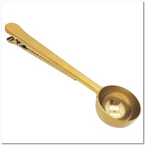 Cuchara medidora de café multifunción dorada de acero inoxidable, gran café perfecto, té, proteína, bebida instantánea, bolsa, Clip, cuchara de café - Product Image 1